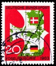 Postage stamp printed in Germany shows Bird flight line, Opening of Denmark-Germany Railway serie, 20 Pf. - German pfennig, circa