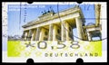 Postage stamp printed in Germany shows Brandenburg Gate, Berlin, Variable Ã¢âÂ¬ - Euro, ATM Labels serie, circa 2008 Royalty Free Stock Photo