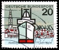 Postage stamp printed in Germany shows Capitals of the Federal Lands - Hamburg, serie, circa 1964