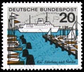 Postage stamp printed in Germany shows Capitals of the Federal Lands - Kiel, serie, circa 1964