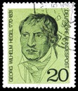 Postage stamp printed in Germany shows Georg Hegel 1770-1831, Birth Bicentenaries serie, circa 1970