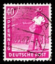 Postage stamp printed in Germany shows 2nd Allied Control Council Issue, American, British, and Soviet Zone serie, circa 1947