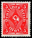 Postage stamp printed in Germany shows Posthorn, Posthorn in one colour serie, circa 1922