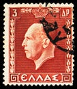 Postage stamp printed in Greece shows King George II, Greek Kings and Queens serie, 3 - Greek drachma, circa 1937