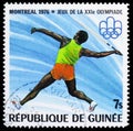 Postage stamp printed in Guinea shows Javelin throwing, Olympic Games - Montreal -76 serie, circa 1976