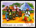 Postage stamp printed in Guinea shows The Storyteller, African Legends serie, circa 1968