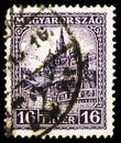 Postage stamp printed in Hungary shows Matthias Church, wmk. 8, perf. 15, serie, circa 1926 Royalty Free Stock Photo