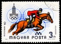 Postage stamp printed in Hungary shows 22nd Summer Olypmic Games, Moscow 1980, Horse riding, serie, circa 1980