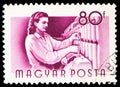 Postage stamp printed in Hungary shows Textile worker, Hungarian Workers serie, 80 Hungarian filler, circa 1955