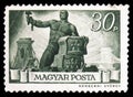 Postage stamp printed in Hungary shows Worker with hammer and broken chain, serie, circa 1946