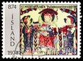 Postage stamp printed in Iceland shows Altar-cloth, Church of Stafafell, 1100th Anniversary of Icelandic Settlement serie, circa