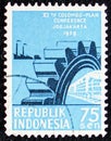 Postage stamp printed in Indonesia shows Colombo Plan Conference, serie, circa 1959 Royalty Free Stock Photo