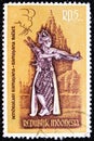 Postage stamp printed in Indonesia shows Ramayana Dancers, serie, 5 Rp - Indonesian rupiah, circa 1962