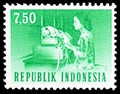 Postage stamp printed in Indonesia shows Teletypist, Transport & Communication serie, circa 1964