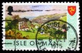 Postage stamp printed on Isle of Man shows Laxey, Views serie, circa 1975