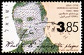 Postage stamp printed in Israel shows Mordechai Haffkine (1860-1930), Historical Personalities serie, circa 1994