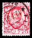 Postage stamp printed in Italy shows Effigy of King Vittorio Emanuele III and floral ornaments, Floreal serie, 75 Italian