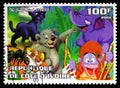 Postage stamp printed in Ivory Coast shows The Jungle book, Disney serie, circa 2003