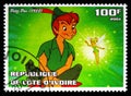 Postage stamp printed in Ivory Coast shows Peter Pan, Disney serie, circa 2003