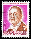 Postage stamp printed in Ivory Coast shows President Houphouet-Boigny, Type of 1974-86 serie, circa 1986