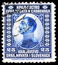 Postage stamp printed in Kingdom of Serbs, Croats and Slovenes shows Crown Prince Alexander, Regent, serie, circa 1921 Royalty Free Stock Photo