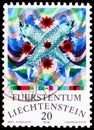 Postage stamp printed in Liechtenstein shows Pisces, Signs of the Zodiac III serie, circa 1976