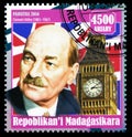 Postage stamp printed in Madagascar shows Clement Attlee (1883-1967), Second World War serie, circa 2016