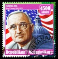 Postage stamp printed in Madagascar shows Harry S. Truman (1884-1972), Second World War serie, circa 2016