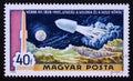 Postage stamp printed in magyar, hungary, 1969, Journey to the Moon Jules Verne