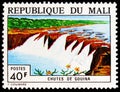 Postage stamp printed in Mali shows Gouina waterfall, Landscapes serie, circa 1974