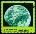 Postage stamp printed in Manama shows Earth, Spaceflight serie, circa 1972