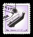 Postage stamp printed in Manama shows Sattelite, Space Flight, Small format serie, circa 1972