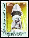 Postage stamp printed in Mauritania shows Viking components, Viking Mars project serie, circa 1979