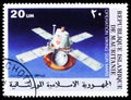 Postage stamp printed in Mauritania shows Viking-Orbiter, Viking Mars project serie, circa 1979