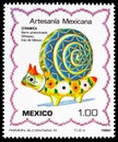 Postage stamp printed in Mexico shows Ceramics - Caracol, Artesania Mexicana serie, circa 1982 Royalty Free Stock Photo