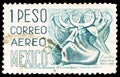 Postage stamp printed in Mexico shows Dance of the Crescent, Puebla, Local Images serie, 1 - Mexican peso, circa 1950