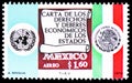 Postage stamp printed in Mexico shows Economic rights & duties UN, 5th Centenary discovery America serie, circa 1975 Royalty Free Stock Photo