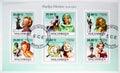 Postage stamp printed in Mozambique shows Block: Marilyn Monroe, serie, circa 2009 Royalty Free Stock Photo