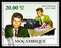 Postage stamp printed in Mozambique shows John F. Kennedy, serie, 20 MTn - Mozambican metical, circa 2009 Royalty Free Stock Photo