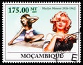 Postage stamp printed in Mozambique shows Marilyn Monroe, serie, 175 MTn - Mozambican metical, circa 2009