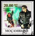 Postage stamp printed in Mozambique shows Michael Jackson, serie, 20 MTn - Mozambican metical, circa 2009
