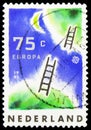 Postage stamp printed in Netherlands shows The desire the universe accessible to both material and immagination, Europa (C.E.P.T