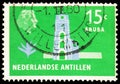 Postage stamp printed in Netherlands shows Fort Willem III - Aruba, Tourism serie, circa 1958