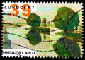 Postage stamp printed in Netherlands shows jan Toorop (1858-1928), Landscape paintings serie, circa 2002