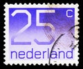 Postage stamp printed in Netherlands shows Numeral, Figure type \'Crouwel\' serie, circa 1976