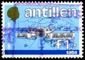 Postage stamp printed in Netherlands shows Saba, Definitives - Buildings serie, circa 1985