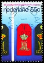 Postage stamp printed in Netherlands shows Shoulder straps of historical cadet uniforms, Royal Military Academy serie, circa 1978
