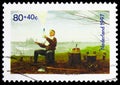 Postage stamp printed in Netherlands shows The Spirit in the Bottle, Children Stamps serie, circa 1997