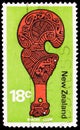 Postage stamp printed in New Zealand shows Maori Club, Definitives 1970-76 serie, circa 1971