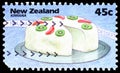 Postage stamp printed in New Zealand shows Pavlova, Kiwiana serie, circa 1994 Royalty Free Stock Photo